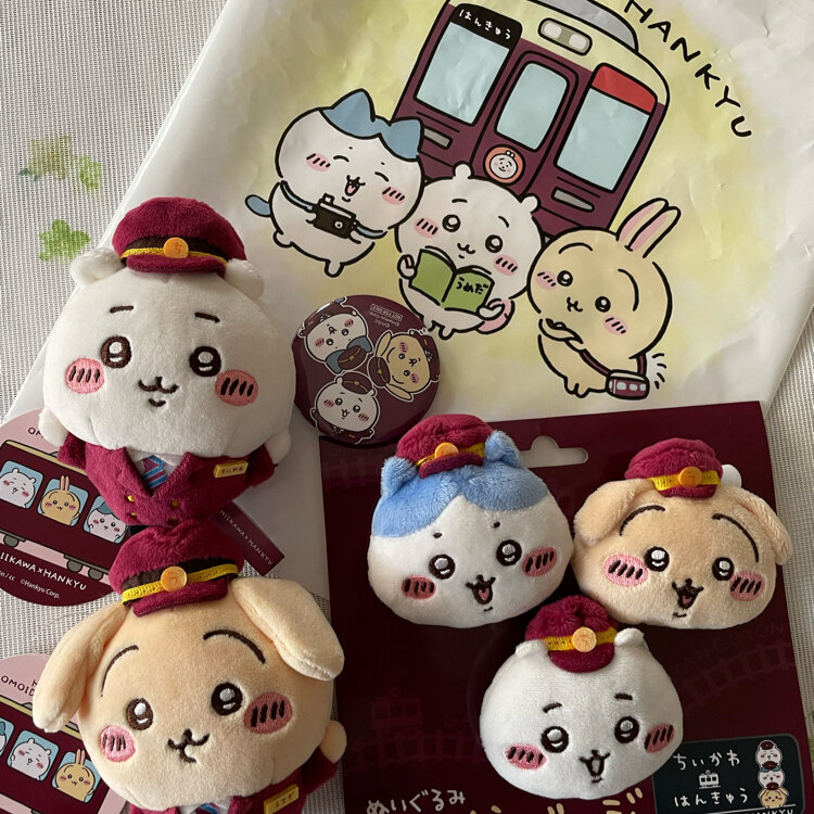ちいかわ 阪急電車なぬいぐるみなおかおバッジ 3個セット ちいかわ×