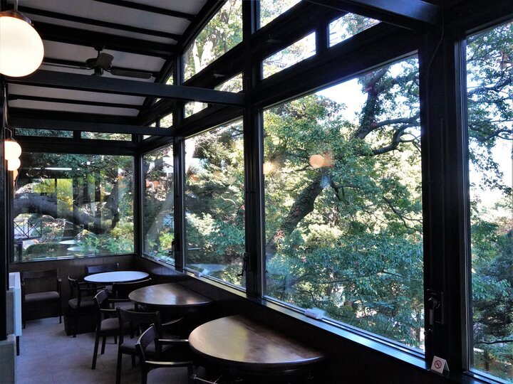 緑豊かな公園を見おろす「Café Ehrismann」