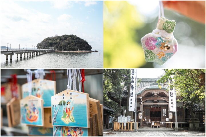 橋を歩いて渡れる、愛知・蒲郡の竹島へ。「八百富神社」におまいりして、島の風景も満喫
